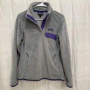 Patagonia ReTool Snap Fleece Pullover Gray Purple Womens Medium Sweatshirt